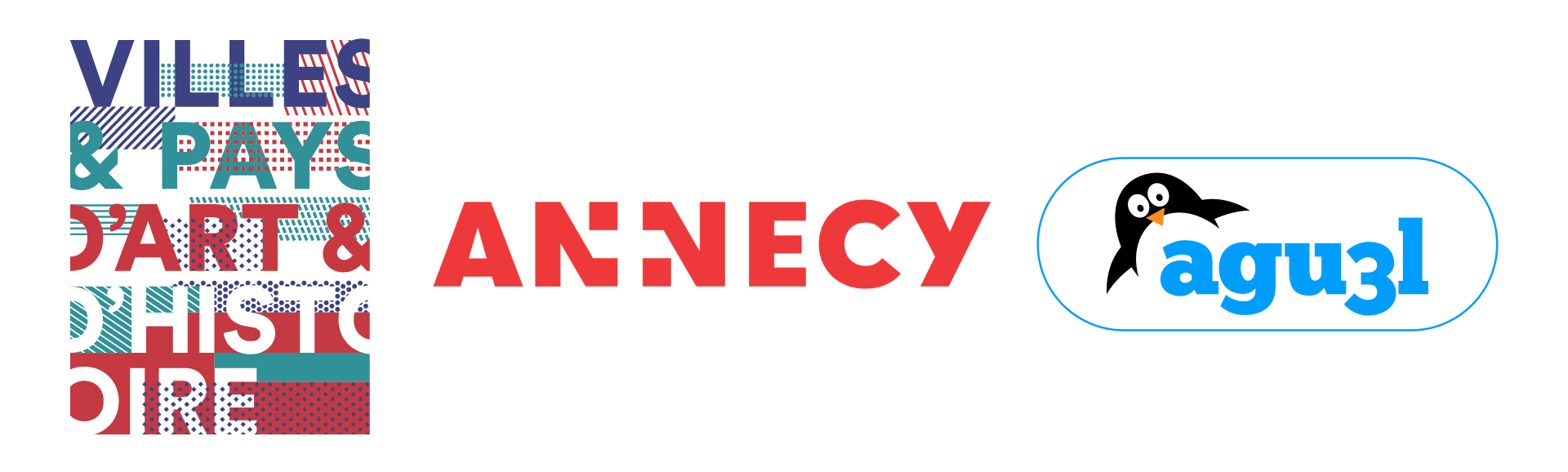 logos du service Ville d’art et d’Histoire, de la Ville d’Annecy et de l’agu3l